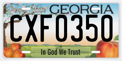 GA license plate CXF0350