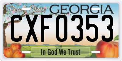 GA license plate CXF0353