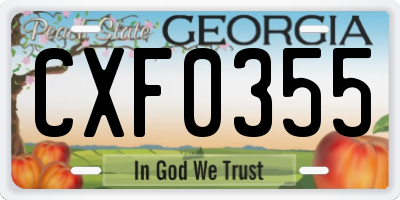 GA license plate CXF0355
