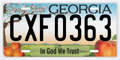 GA license plate CXF0363