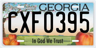 GA license plate CXF0395