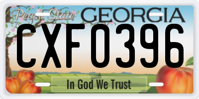 GA license plate CXF0396