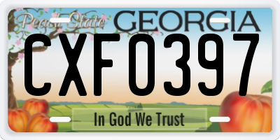 GA license plate CXF0397