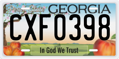 GA license plate CXF0398
