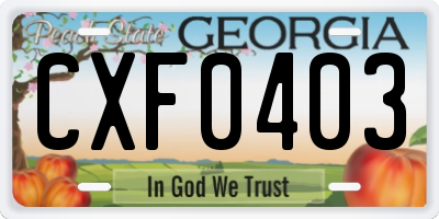 GA license plate CXF0403
