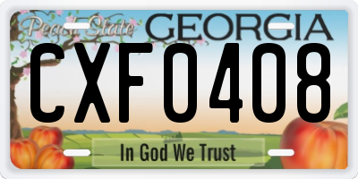 GA license plate CXF0408