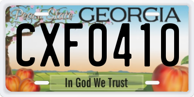 GA license plate CXF0410