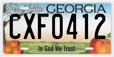 GA license plate CXF0412
