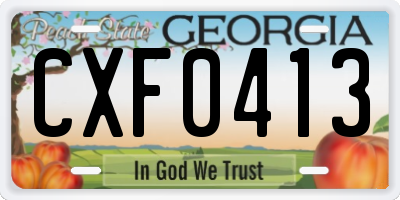GA license plate CXF0413