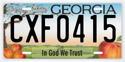 GA license plate CXF0415