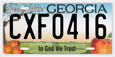 GA license plate CXF0416