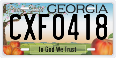 GA license plate CXF0418