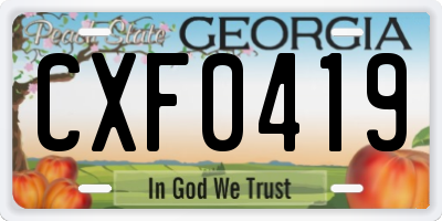 GA license plate CXF0419