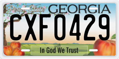 GA license plate CXF0429