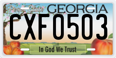 GA license plate CXF0503