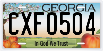 GA license plate CXF0504