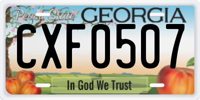 GA license plate CXF0507