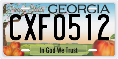 GA license plate CXF0512