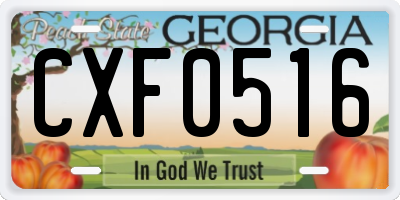 GA license plate CXF0516