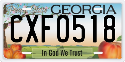 GA license plate CXF0518