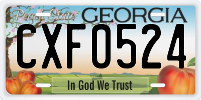 GA license plate CXF0524