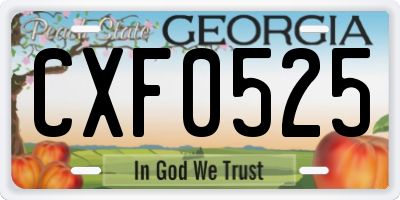 GA license plate CXF0525