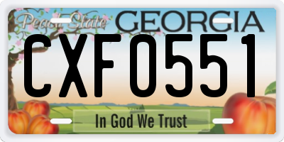 GA license plate CXF0551
