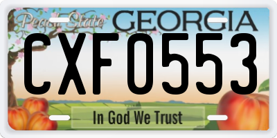 GA license plate CXF0553