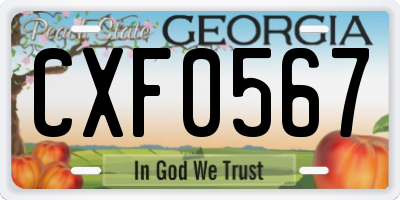 GA license plate CXF0567