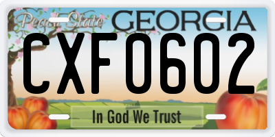 GA license plate CXF0602