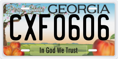 GA license plate CXF0606