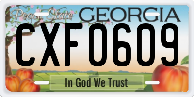 GA license plate CXF0609