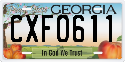 GA license plate CXF0611