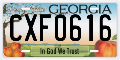 GA license plate CXF0616