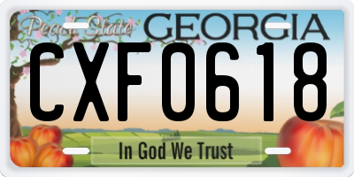 GA license plate CXF0618