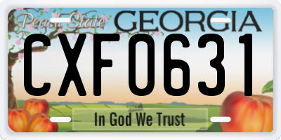 GA license plate CXF0631