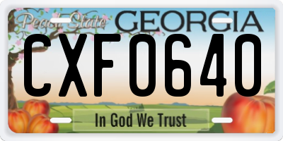 GA license plate CXF0640