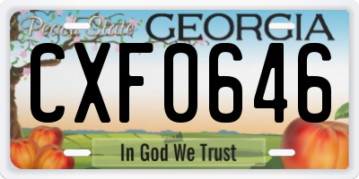 GA license plate CXF0646