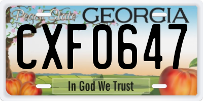 GA license plate CXF0647
