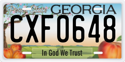 GA license plate CXF0648
