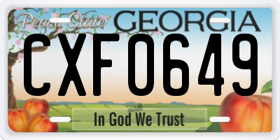 GA license plate CXF0649