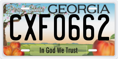 GA license plate CXF0662