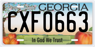 GA license plate CXF0663