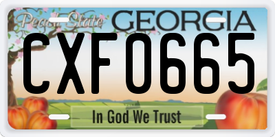 GA license plate CXF0665