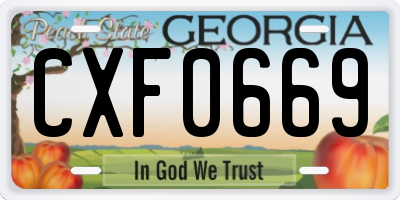 GA license plate CXF0669