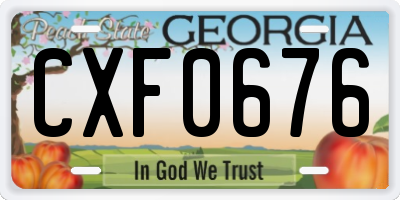 GA license plate CXF0676