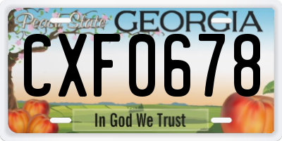 GA license plate CXF0678