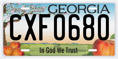 GA license plate CXF0680