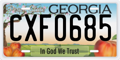 GA license plate CXF0685