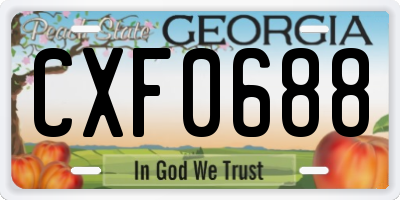 GA license plate CXF0688